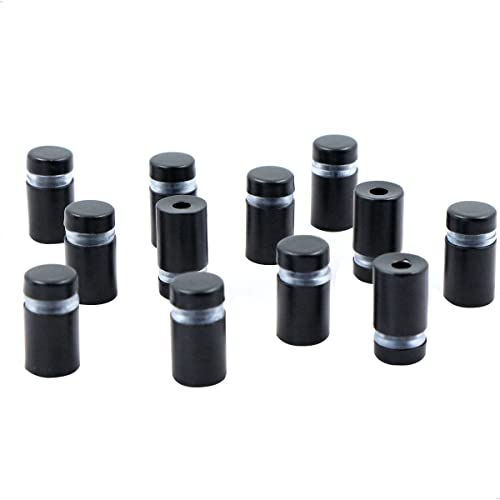 12pcs Werbeschraube Werbung Schraube Glas-Abstandshalter - Schraubabstandshalter, Schilder Abstandshalter, Schilderhalter Abstandschrauben Abstandshalter für Glases, Edelstahl (Mattschwarz 12x20mm)