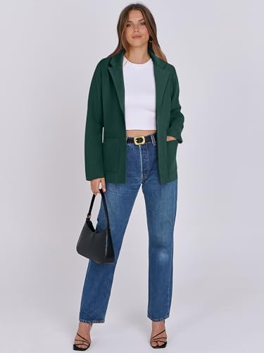 Image of ANRABESS Womens Sweater Blazer 2025 Fall Cardigan Chunky Knit Jacket Coats Deep Green X-Large