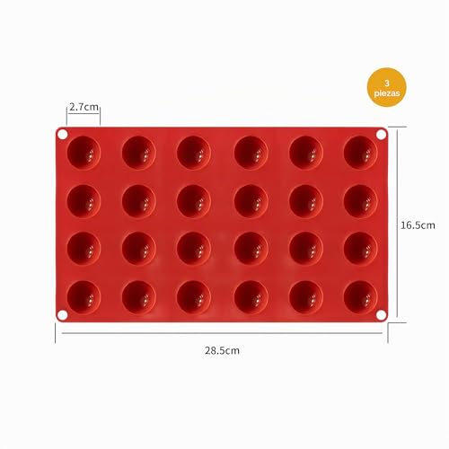 Miniatura 2 de Moldes De Silicona Esferas 24 Cavidades Ø 2,9 Cm, Pack De 3 Moldes De Silicona Redondo Para Tartas Y Postres, Para Bombas De Chocolate Caliente, Pasteles, Gelatinas, Jaleas Pudín, Mousse De Cúpula