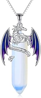 YAFEINI Dragon Necklace Gifts for Women Girls Sterling Silver Opal Dragon Pendant Necklace Jewellery Christmas Birthday Gifts