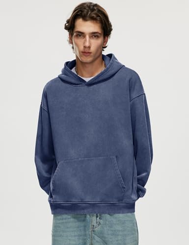 Iwing Oversized Acid Wash Hoodie for Men Unisex Heavyweight Fleece Hoodies Women Vintage Washed Sweatshirt Fall Winter2
