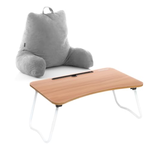 Table d'appoint pliable pour lire au lit avec oreiller de lecture