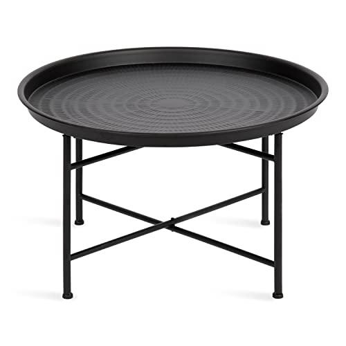 Image of Kate and Laurel Mahdavi Modern Coffee Table, 26 x 26 x 16, Black, Unique Coffee Table with Sophisticated Design