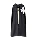 Rulercosplay Halloween Cloak Medieval Templar Knight Cape Black or White Hoodie Cosplay Costume (Black)