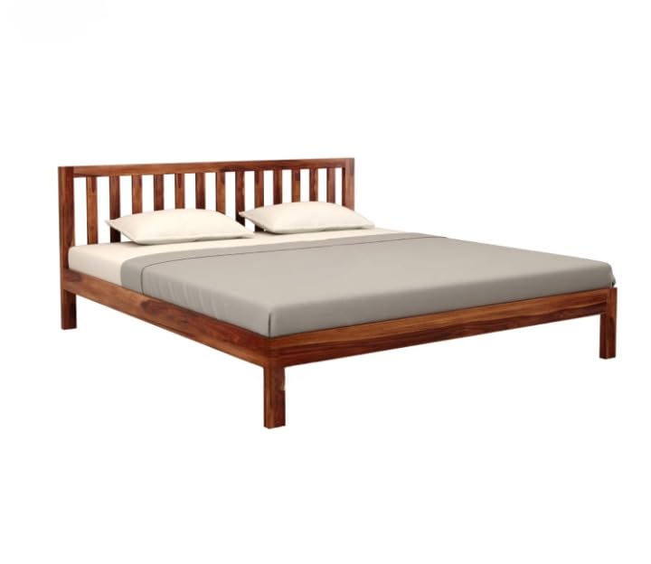 Image of SUNCOM Solid Sheesham Wood King Size Bed Without Storage for Bedroom - Wooden King Size Cot Bed for Home - Handcrafted Furniture Platform Double Bed (Natural Finish)