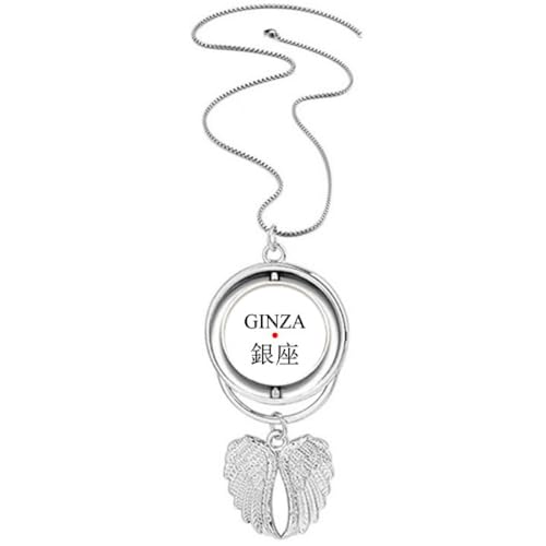 Collier Ginza avec pendentif ailes d'ange et motif drapeau soleil rouge