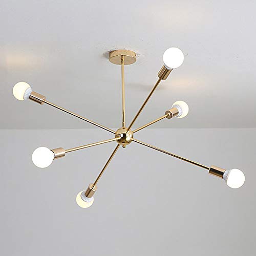 Plafonnier Sputnik or moderne pour illuminer votre grand salon industriel