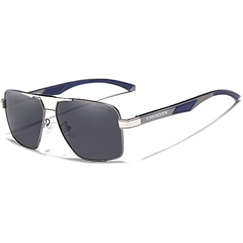 KINGSEVEN Polarized Square Sunglasses for Men Pilot Classic UV400 Protection Mirrored Lens Fashion Vintage Retro Style 7719 (Gun Gray) Cover