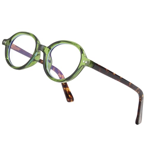 Image of Vintage Round Glasses for Men Women Retro Oval Blue Light Glasses Fake Nerd Eyeglasses