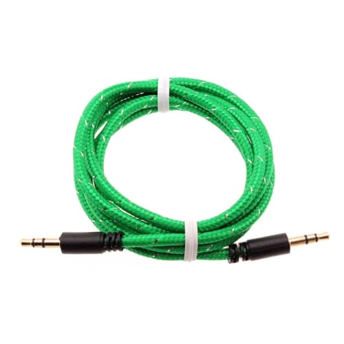 Cable Auxiliar Jack 3.5mm Trenzado Verde 1m miniatura 1