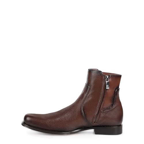 FRANCO CUADRA Men's Chelsea Boots in Genuine Deer Leather Brown4