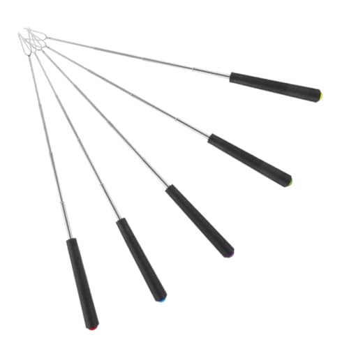 LABRIMP Grill Forks for Bbq 5 Pack Outdoor Stainless Steel Tongs Bonfire Roasting Sticks Marshmallow Forks Non-slip Handles for Camping