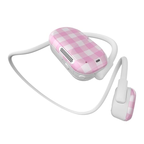 Image of Purity Air Open Ear Headphones - True Air Conduction Wireless Bluetooth Open Ear Earbuds with Dual Mic for iPhone /Android - Secured Long Wearing Comfort, Sports Sweat Resistant (Pink Checkers)