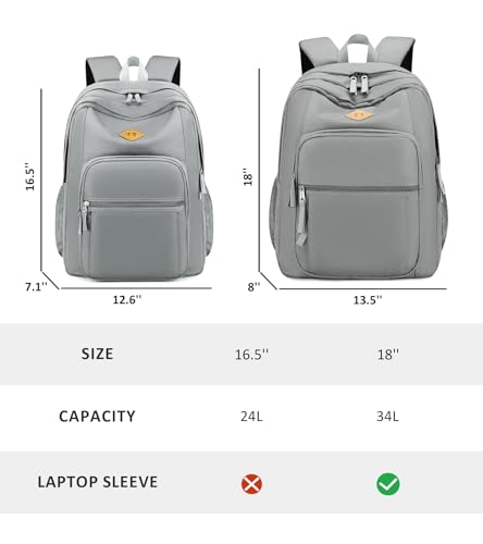 Image of abshoo Classical Basic Womens Travel Backpack For College Men Water Resistant Large Bookbag (Grey)