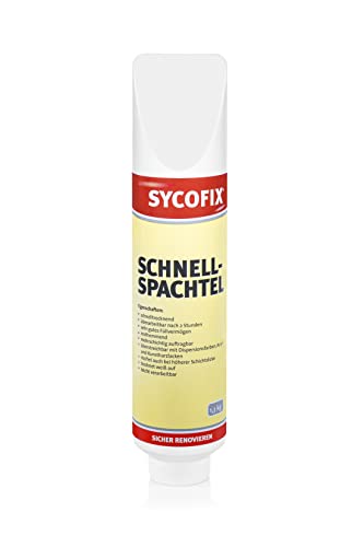 Sycofix Schnellspachtel 1,3 kg, für innen und außen, rosthemmend, rissfrei, weiß, Acryl Schnellspachtel, Fleck- und Flächenspachtel, gebrauchsfertige Spachtelmasse, Reparaturspachtelmasse