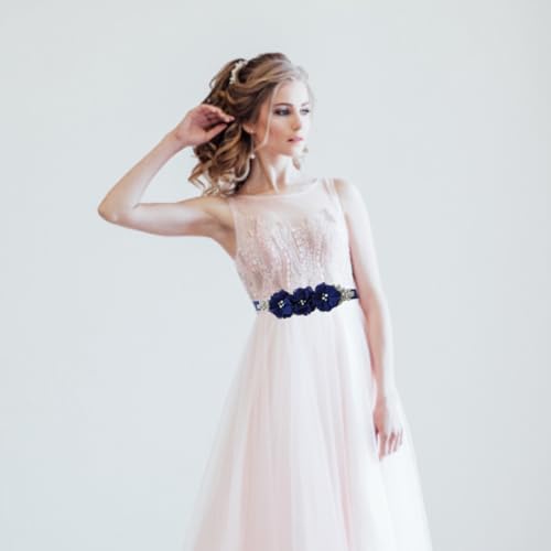 Bridal Wedding Bridesmaid Dresses Belts For Women Waistband Maternity Pearl Flower Photography Props Bridesmaid and Flower Girls Sash Belt Wedding Maternity Baby Shower Navy Blue, womens belt4