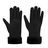 BAVATEE Guanti Donna Invernali, Guanti Touch Screen Invernali Antivento Foderati Spessi, Caldi Morbidi Elastici con Polsino a Maglia Guanto Termici Donna per Sci Ciclismo Sport