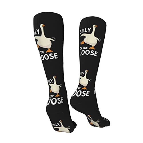 Silly Goose On The Loose Socks Women Crew Sock Thick Stockings Moisture High Socks Compression Running Sock 20 Inches2