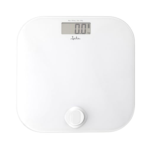 JATA HOGAR HBAS1907 - Báscula de Baño SIN PILAS. Bascula Digital con Pantalla LCD. Báscula para Peso Corporal de Alta Precisión. Peso Máximo 150 kg. Desconexión Automática