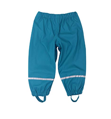 Preisvergleich Produktbild Kinder Regnhose Regenlatzhose wasserdichte Atmungsaktiv Buddelhose Matschhose mit Fleecefütter für Mädchen Jungen (Blau, 122 / 128)