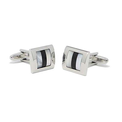 Mother Of Pearl And Onyx Stripe Cufflinks Men Birthday Father's Gift Cuff Links #TOP2