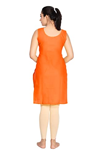 Image of Women's Cotton Long Camisole for Kurti /Suit Slip /Long Inner /Samij for Women Sameej /Knee Length Inner Wear /Sameez /Kurti Slip /Round Neck /Invisible