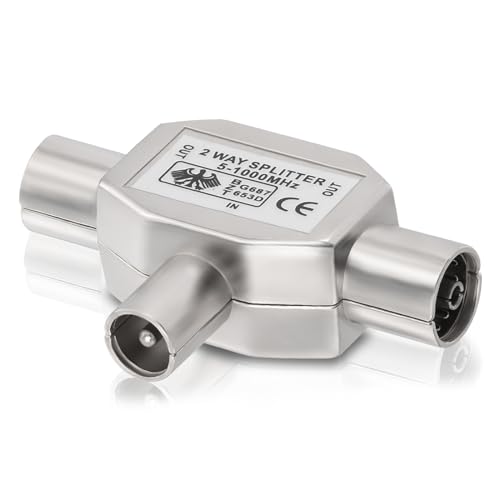BINGFU TV Antennenverteiler 2Fach, Antennenkabel Verteiler, 2 Wege 1x IEC Koax Stecker auf 2x Koax Kupplung T-Kupplung Koax-Adapter Splitter für DVB-T/BK Analoges und digitales Kabelfernsehen