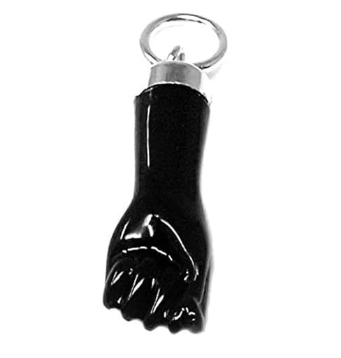 AVANCY Colgante Plata Ley 925M Mano Puño Higa Negro 15mm. Sintético Liso Amuleto | Ya disponible en tu tienda friki favorita! En mundofriki.es!