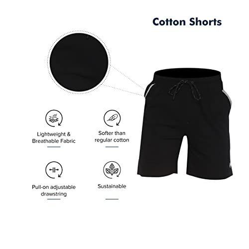 Image of ALMO Men's Easy 24X7 Knitted Shorts | Side Pockets | Adjustable Drawstring | Anti-Bacterial & Odour Control | Ultra-Soft | Regular Fit