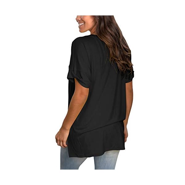 SAMPEEL Womens Tops Blouses Plus Size Short Sleeve Flowy Summer T Shirts Black XXL