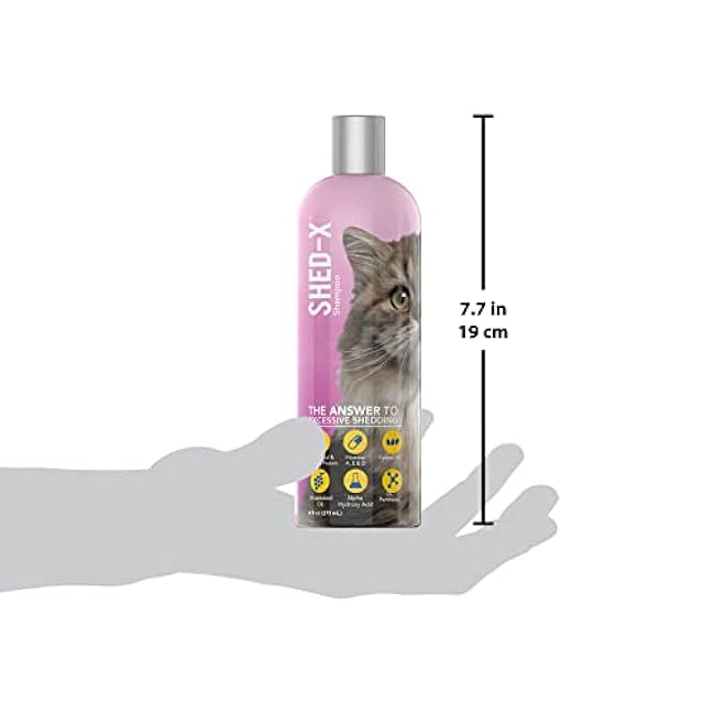 Shed-X Shed Control Shampoo for Cats, 8 oz ¨C Reduce Shedding ¨C Shedding Shampoo Infuses Skin and Coat with Vitamins and Antioxidants to Clean, Release Excess Hair and Exfoliate-v36RpFuO