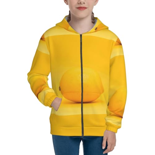 Yellow Lemon Kids Pullover Hoodies Boys Zip Up Sweatshirts Girls Athletic Clothes with Pocket3