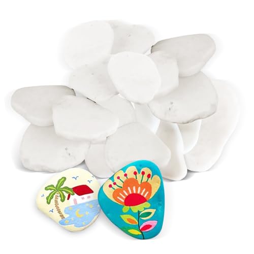 Megcdtr 20 piedras planas para pintar, 5-8 cm de guijarros lisos, piedras planas para pintura colorida, decoración artesanal (blanco)