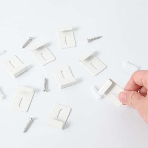 Image of 12 Pcs Metal Mirror Holder Clips, Wide Channel Mirror Hanging Kit, Heavy Duty Mirror Holders for Wall Mounting, Frameless Mirror Mounting Hardware, Mirror Hangers Retainer with Screw Fit 1 /4 inch(White)