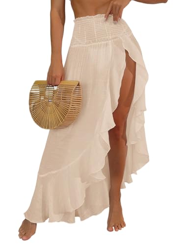 Image of ZAFUL Swimsuit Coverup for Women Slit to Thigh Beach Cover Ups Swim Bathing Suit Flowy Maxi Skirt