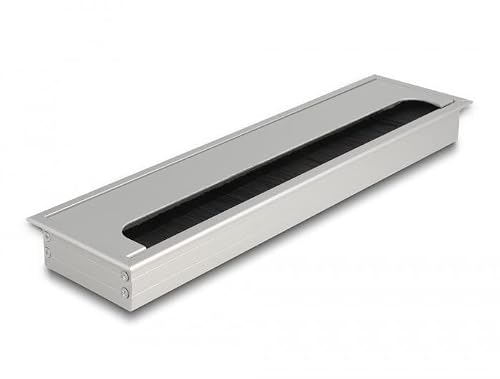 Delock Kabeldurchführung für Tischeinbau mit Bürste 300 x 80 x 28 mm Silber