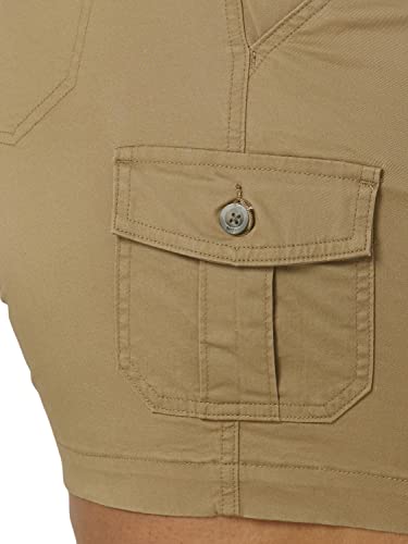 Lee Women's Size Flex-To-Go Mid-Rise Seamed Cargo Short, Oscar Khaki, 24 Plus Medium #TOP4
