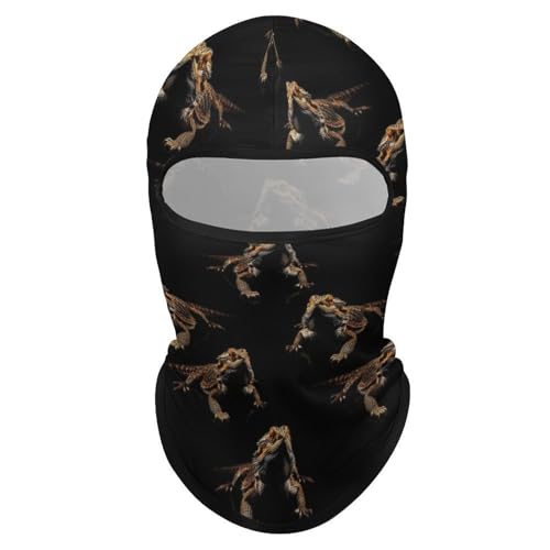 Adult Women Men Balaclava Face Mask, Windproof Dust Proof Sun Protection Head Cover, All Seasons Comfy Breathable Hood Neck Gaiter, Cool Bearded Dragon Lizards