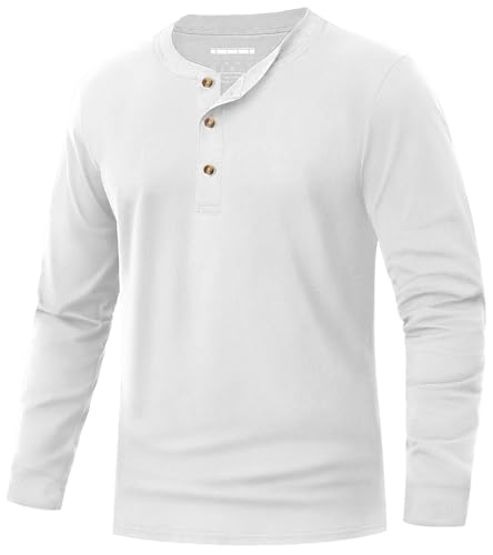 EKLENTSON Men's Long Sleeve Henley Cotton T Shirt Lightweight Pullover Shirt Casual 3 Button Undershirt Solid Basic Tops