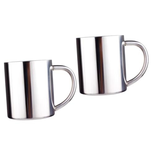 Toyvian 2piezas Taza De Café Inoxidable Aislante De Para Hogar Oficina y Café Recipiente Reutilizable Para Bebidas Calientes y Frías