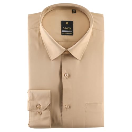 Image of 7-DAYS Men's Premium Formal Shirt - Cotton Rich, Regular Fit, Full Sleeve, with Pocket, Durable & Easy Care - Perfect for Office & Everyday Wear