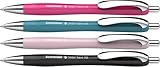 Schneider 132564 Slider Rave XB Lot de 4 stylos à bille (édition spéciale limitée, 1 x noir, rose vif, bleu sarcelle, perle, fabriqué en Allemagne) Couleur de l'encre : bleu
