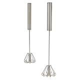 BergHOFF Essentials 2Pc Stainless Steel Miracle Whisk Set, Rotate Balloon Head, Heavy-duty Handle, Beating Eggs, Dough, Mixing, Stirring, Silver
