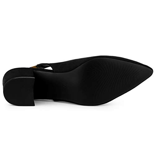 Allegra K Women's Pointed Toe Block Heel Pumps Black Slingback Heels - 8.5 M Us #TOP5