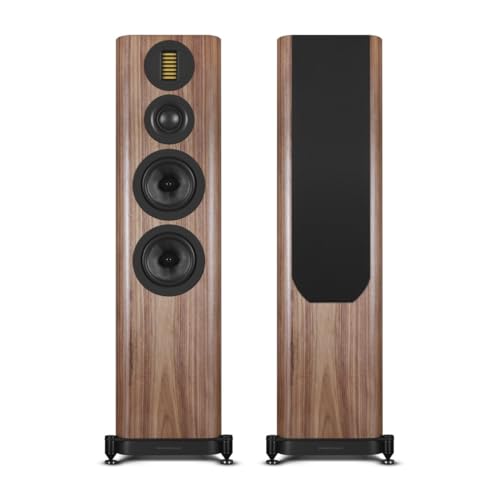 Wharfedale EVO 5.4 Floorstanding Speakers (Pair) – 3‑Way Bass‑Reflex Tower, Dual 6.5″ Kevlar Woofers, Soft‑Dome Mid, AMT Tweeter, SLPP Port Technology (Walnut)