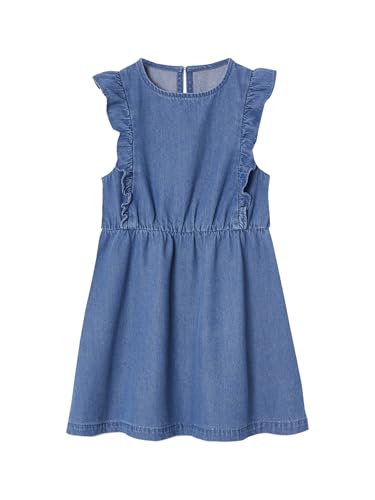 Vertbaudet Mädchen Jeanskleid mit Volants Blue Stone 128