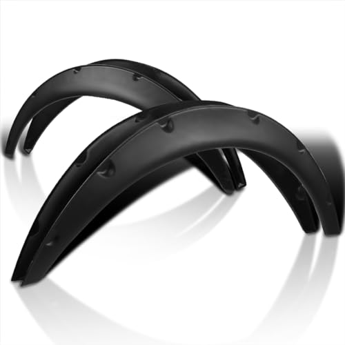 Spec-D Tuning 4PC Front + Rear Universal Flexible Car Fender Flares Black Durable Extra Wide Body Kit Wheel