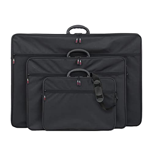 Artway A1 Art Portfolio Case - Art Storage Folder with Carry Handle/Shoulder Strap, Internal/External Pockets and Internal Securing Strap (No Rings) - Black