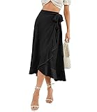 midi skirt winter style Damen Lang Sommerrock mit Rüschensaum-Design, Einfarbig mit Unregelmäßiger Saum-Design zeigt Ihre Eleganz
