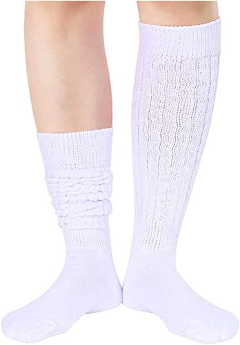 Zmart Slouch Socks - Women's Scrunch Socks in 80s White & Black, Thick Socks for Girls4